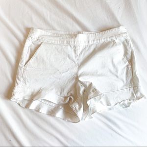 LOFT White Ruffle Shorts